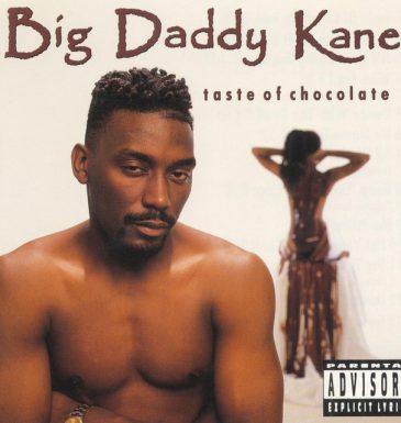 Album cover for Big Daddy Kane's 1990 release, Taste of Chocolate, featuring a close-up, dramatic portrait of the rapper with a high-top fade, emphasizing his "ladies' man" aesthetic.